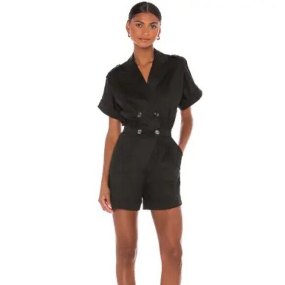Revolve Song of Style Milton Romper Wrap bodice Black Utility Shorts XS e11 - Picture 1 of 10